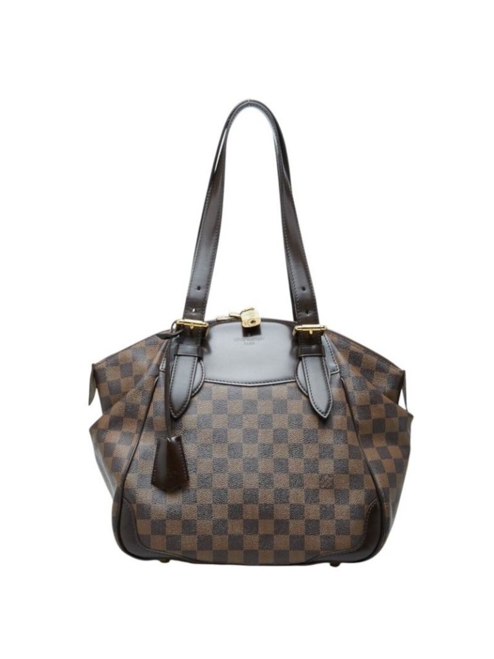 Louis Vuitton Damier Verona MM Shoulder Bag Tote Brown Leather